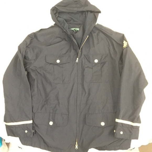 RALPH LAUREN JEAN COMPANY VINTAGE WINDBREAKER/RAIN JACKET SIZE XL BLACK - Picture 1 of 5